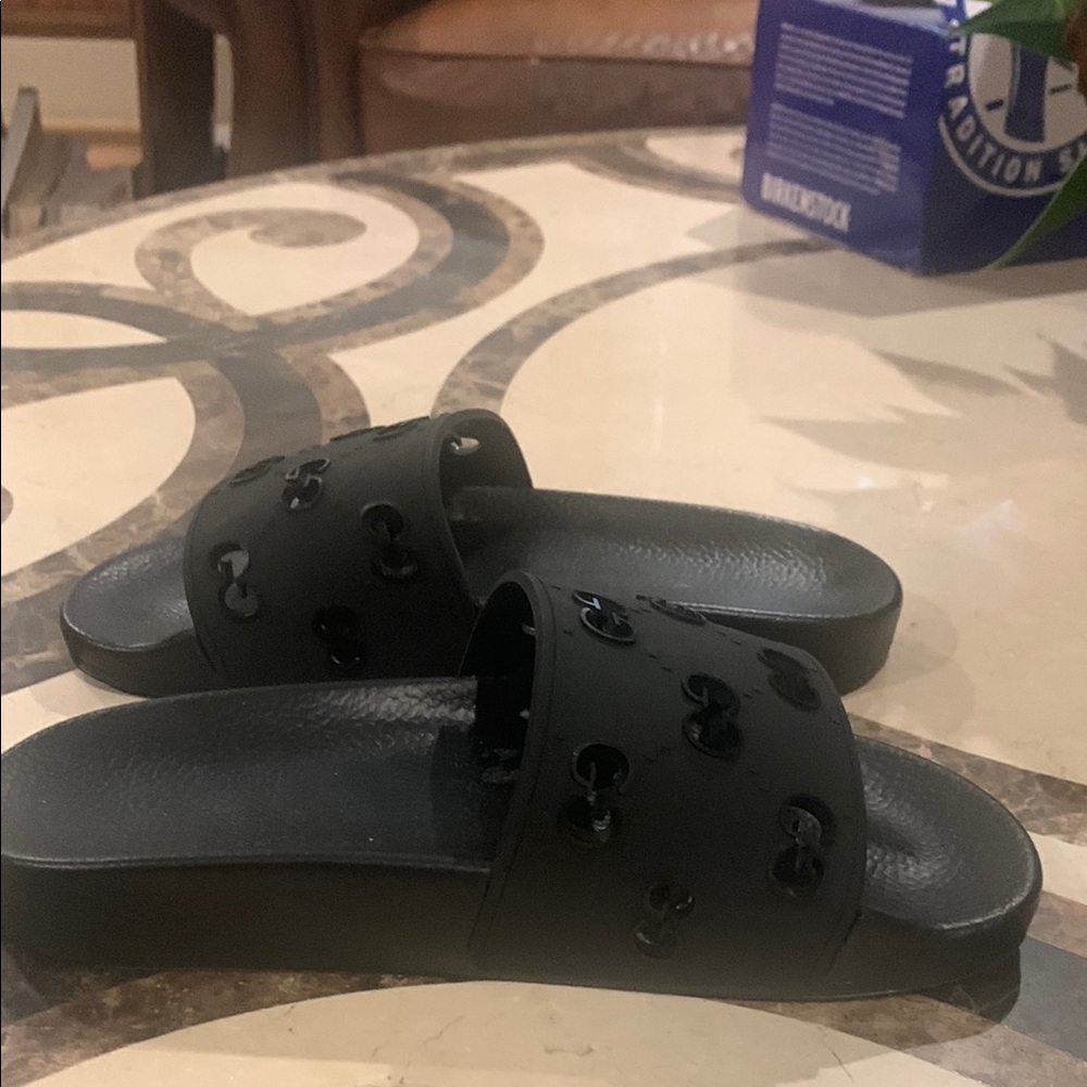 Black Slide Sandals with Cutout Design